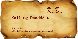 Kolling Deodát névjegykártya